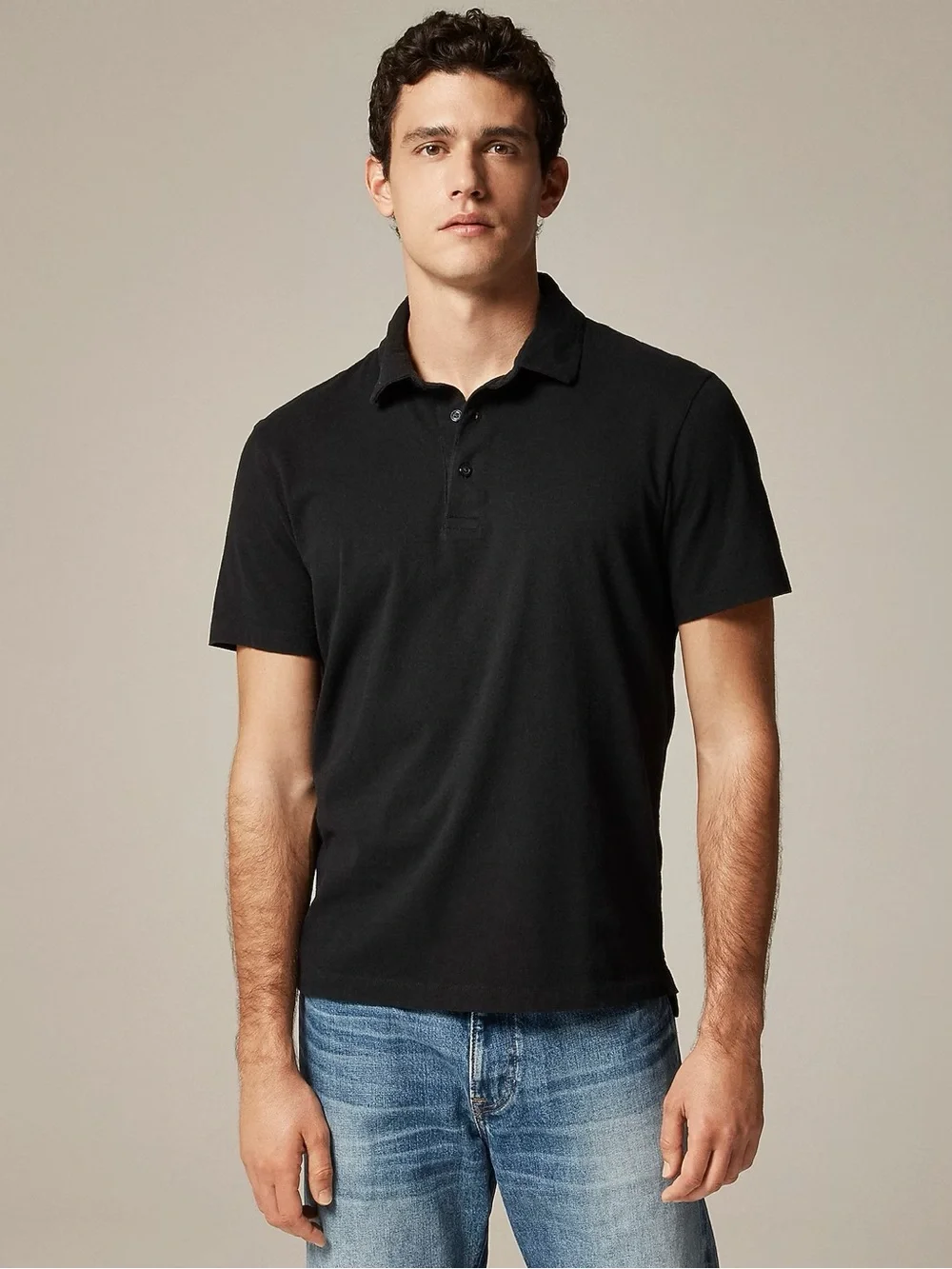 J. CREW Classic Untucked sueded cotton polo shirt in Black Size M BW395